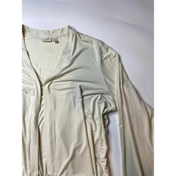 LOGO by Lori Goldstein Rayon 230 Cardigan with Printed Trim Women’s 2X - Picture 2 of 9
